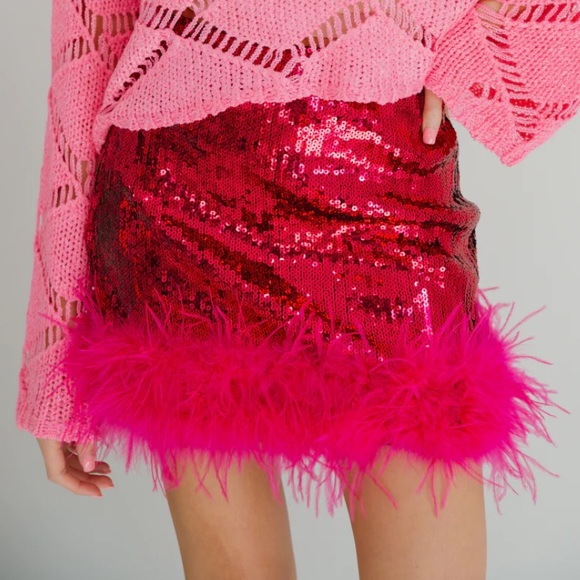 Judith March | New In Package | Sequin Feather Skirt | Pink Size M - Picture 1 of 4